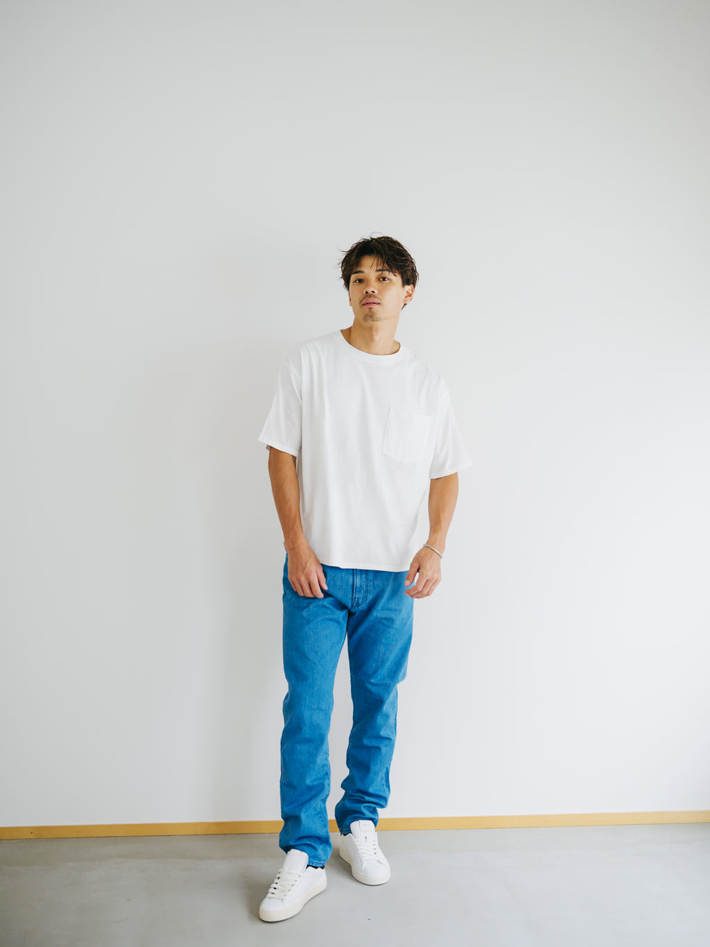 児島ブリーチデニム スリムストレート｜カスタムポケット対応 12oz
