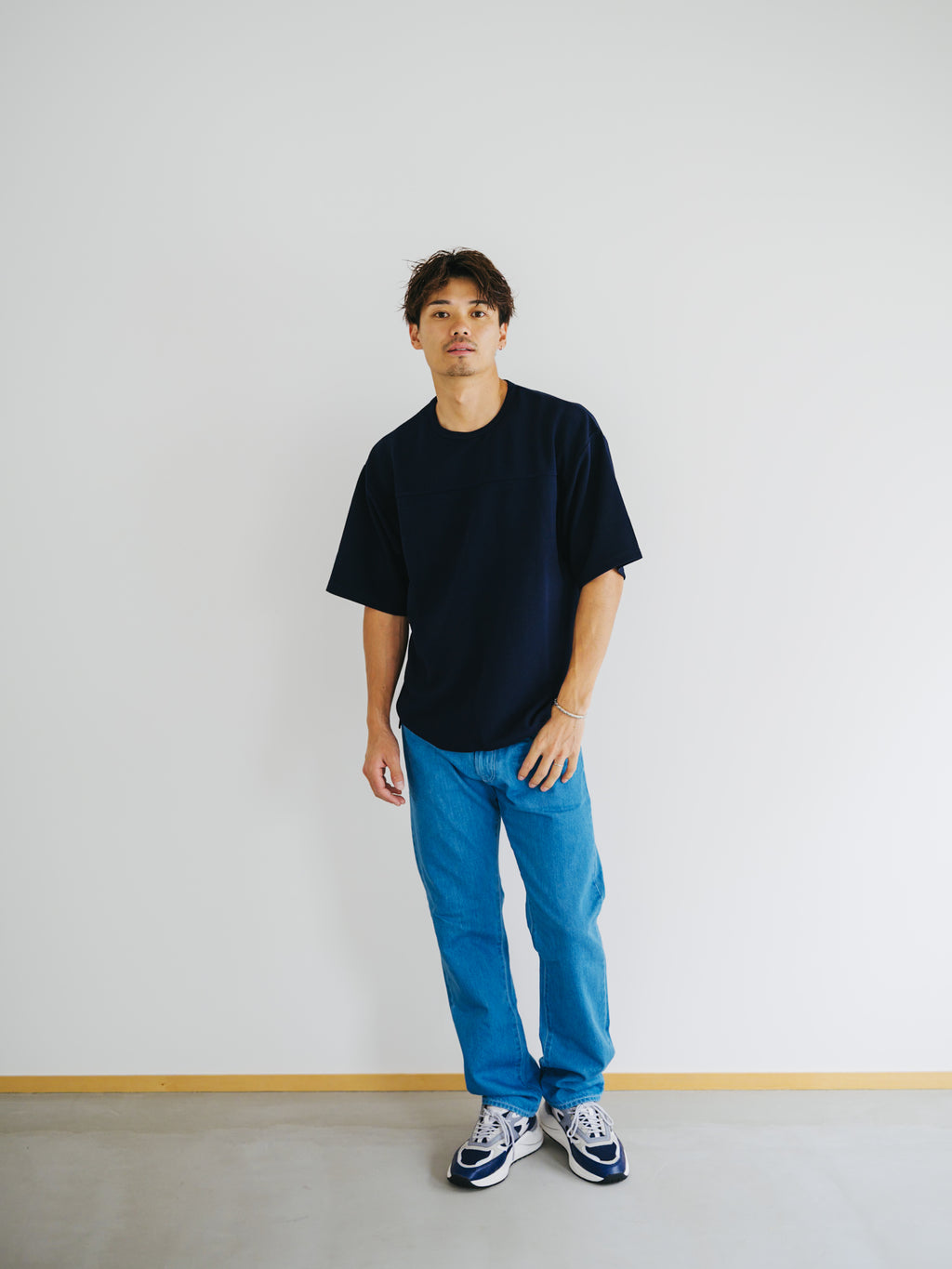 ブリーチデニムワイドパンツ