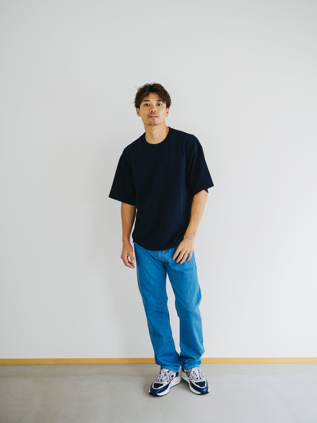 ブリーチデニムワイドパンツ