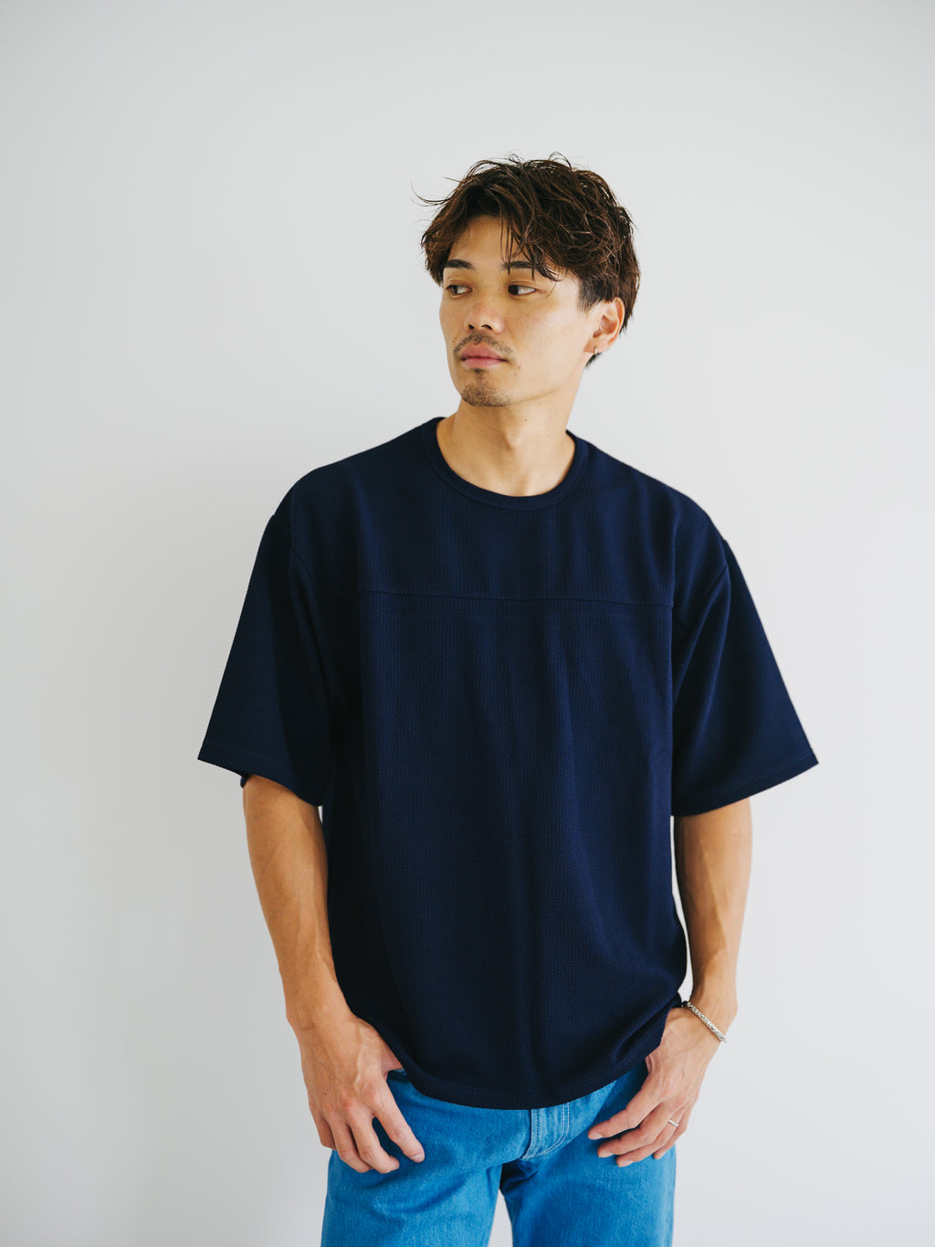 ブリーチデニムワイドパンツ